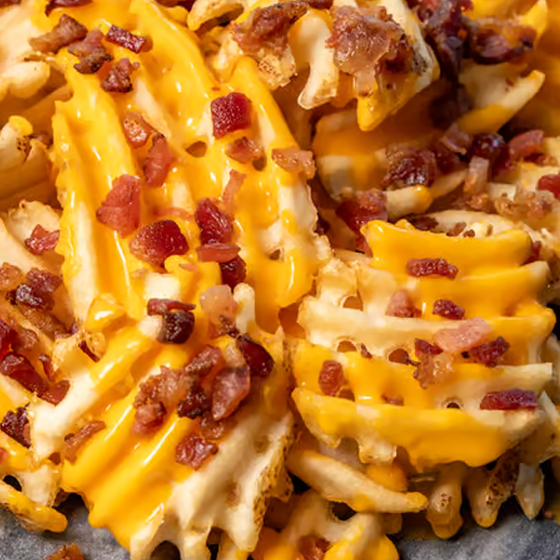 Waffle Fries with Cheese and Bacon